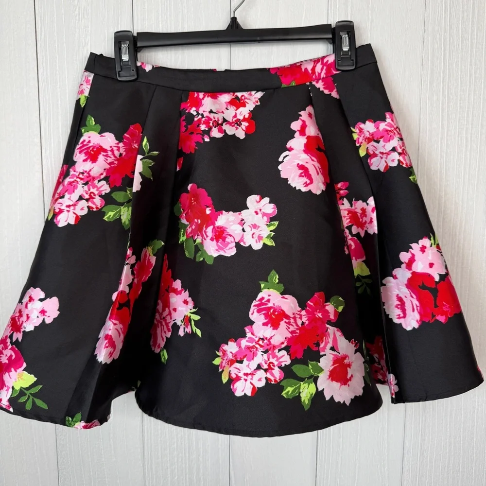 B Darlin 2-Piece Lace Floral Black and Pink Cocktail/Party Dress